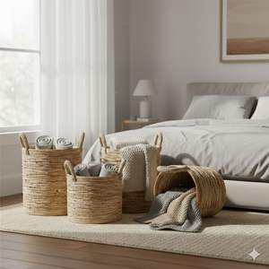 Ensemble de 3 paniers en écorce de bananier artisanale - Product Image 3