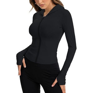 Veste d'entraînement douce pour femmes, fermeture éclair intégrale, haut léger, extensible, vêtements de yoga, activité physique, confort, nylon, élasthanne - Product Image 4