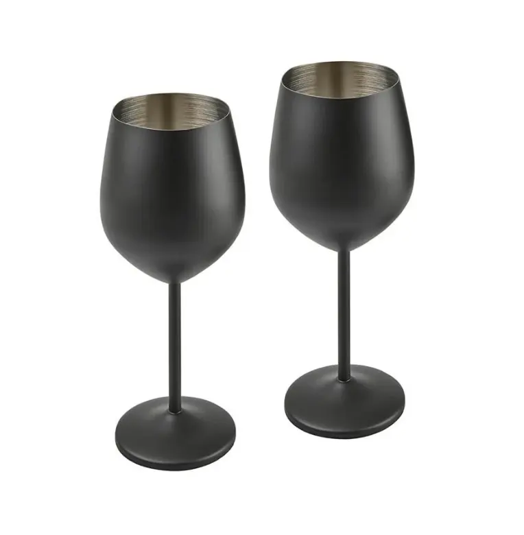 Siyah nikel çelik şarap bardağı toptan paslanmaz çelik kırmızı saplı şarap bardağı şampanya kadehi fincan fincan popüler