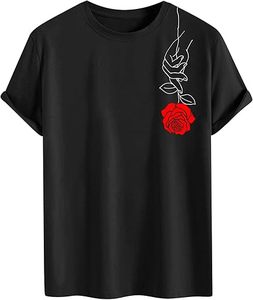 T-shirts décontractés pour hommes, été, vintage, imprimés graphiques, imprimé floral, manches courtes, col rond, en polyester/coton - Product Image 3