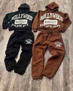 Pantalones de chándal lavados con ácido personalizados unisex, parche bordado con diamantes de imitación, ajuste holgado, estilo rasgado para hombre, serigrafía, suministro OEM - Product Image 2