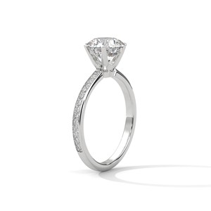 2.24ctw Round Brilliant Cut CZ <b>Solitaire</b> <b>Ring</b> with Pave Set Band 925 Sterling <b>Silver</b> - Product Image 4