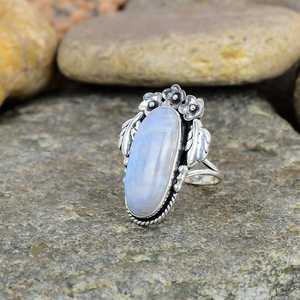 Anillo de Plata de Ley 925 Eternity Vermeil hecho a mano, diseño clásico único con ajuste de bisel de piedras preciosas de piedra lunar arcoíris Natural - Product Image 6