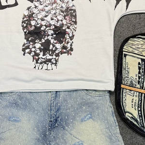 Meilleure qualité de vente chaude strass t-shirt & ensemble court disponible en usine bas prix strass t-shirt & ensemble court à vendre - Product Image 6