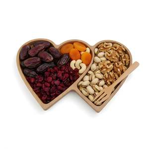 Wooden Two Heart Shaped Serving <b>Tray</b> Decorative Sectioned Platter for <b>Snacks</b> Grade Easy Clean Oval Serving <b>Tray</b> Kitchenware - Product Image 2