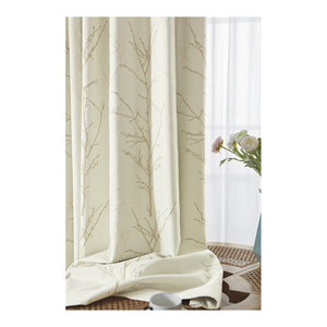 Good Class Wholesale Chinese Style 3D Embroidered Floral Double Layer Window Beige <strong>Curtains</strong> Drape for the Bed Room