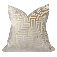 Coussin décoratif en microfibre tissée de luxe 50x50 cm |   Housse de coussin amovible géométrique à rayures végétales pour salon moderne