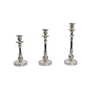 Centre de table de luxe personnalisé Ensemble de 3 bougeoirs en aluminium doré pour la décoration de mariage en finition blanche et dorée - Product Image 3