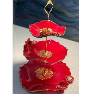 แท่นวางเค้กของหวาน3ชั้นทำจากเรซินอีพ็อกซี่สีเทารูปทรงสี่เหลี่ยมเปิดขอบ - Product Image 4