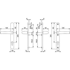 HOPPE Profile Door Set Tky 1710RH/3346 Aluminium F1 PZ for Door Thickness 57-62mm <b>Hooks</b> & <b>Rails</b> Product" - Product Image 3