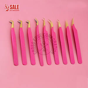 Pinza Profesional para Extensión de Pestañas con Punta de Fibra, Agarre Rosa Diamante, Curvada 90 Grados, Herramienta Profesional para Aplicación de Pestañas - Product Image 3