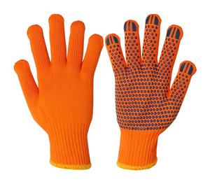 Gants de travail durables antidérapants blanchis à pois de style sergé de polyester/coton au poignet Fabricant pakistanais - Product Image 5