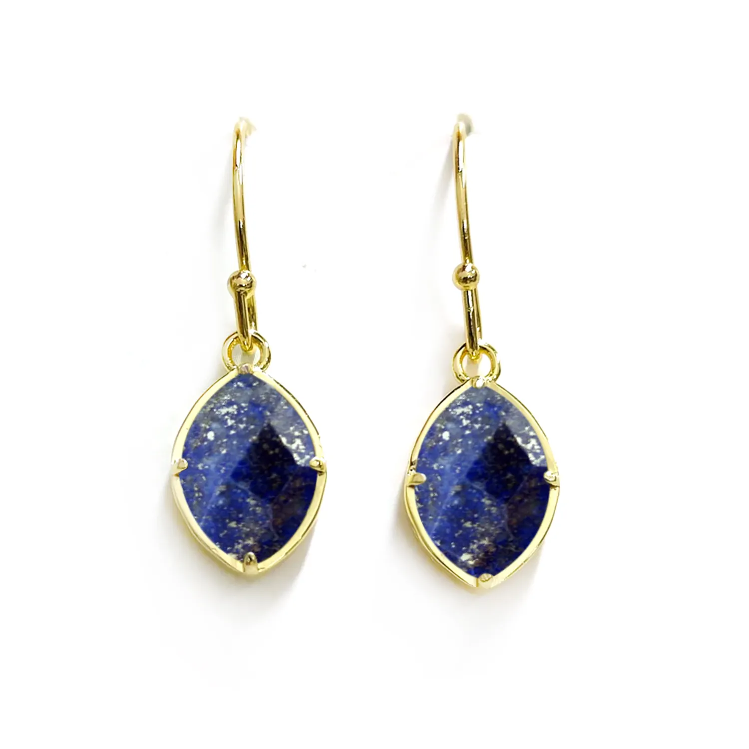 Wholesale 925 Sterling Silver Marquise Lapis Lazuli Earrings Gold Vermeil - Prong Set Gemstones for Women's Jewelry Collection