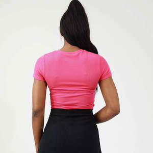 Top corto de Yoga trenzado cruzado frontal sólido de alta calidad para mujer, adelgazante, deportivo, informal, transpirable, de manga corta, de punto - Product Image 3