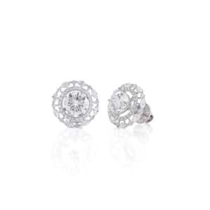 ต่างหูห่วงแฟชั่นสไตล์ดอกไม้ 4.25 กะรัต สำหรับผู้หญิง ทำจากทองคำขาว 14K ประดับเพชรเลี้ยงในห้องปฏิบัติการ - Product Image 3