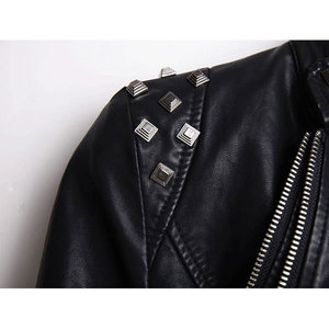 2025 arrivée femmes et hommes conception bloc de couleur veste en cuir véritable personnalisé haute qualité hiver col montant en gros - Product Image 4