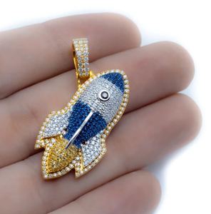 Pendentif Rocket personnalisable, finition taillée, moissanite, hip hop, pendentif en diamant glacé pour hommes et femmes - Product Image 4