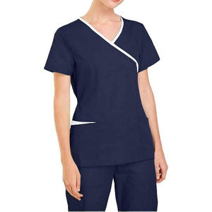 Tenues de travail médicales en tissu éponge extensible, doux et fonctionnel, adaptées à un usage quotidien, unisexe, incluant un haut à col en V et un cordon de serrage - Product Image 1