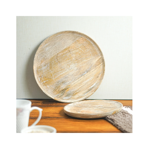 Assiette de chargeur en bois anniversaire Assiettes de chargeur de forme ronde pour manger Design de service Table Dîner - Product Image 1