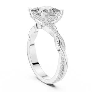 Custom 14K White Gold Rhodium Plated Engagement Anniversary <b>Ring</b> Princess Cut Lab Diamond VS1 Clarity Prong Setting Professional - Product Image 4