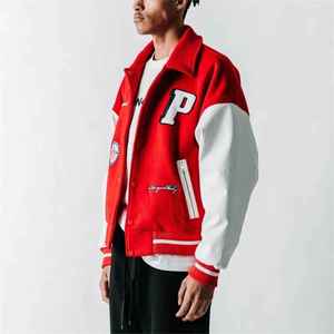 2024 High Street Style veste universitaire en laine personnalisée pour hommes col montant avec lettre motif printemps saison veste - Product Image 3