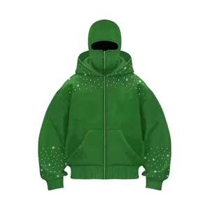 2025 Latest Design Custom 440gsm Zip Balaclava <b>Hoodie</b> Teenagers Long Men High Quality Streetwear Print Cotton Zipper <b>Ninja</b> - Product Image 3