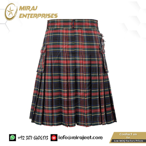 Kilt de algodón hasta la rodilla de Escocia tradicional para hombre, logotipo personalizado, Kilt de tartán gris de alta calidad a la venta, Kilt de tartán gris Unisex - Product Image 5