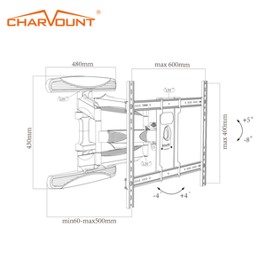 Support mural pour téléviseur Charmount <span class=keywords><strong>Star</strong></span> Mounts 85 pouces à mouvement complet, conception détachable, support de télévision inclinable, max 75 pouces, VESA 600x400 mm - Product Image 2