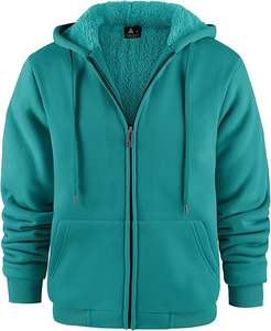 Sweat à capuche zippé vierge en polaire de polyester Broderie personnalisée avec strass Sweat à capuche zippé pour hommes Sweat à capuche à fermeture éclair complète - Product Image 2