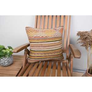 Luxury 18x18 Inch Beige Kilim Wool Pillow <b>Vintage</b> Fluffy Pattern with Rustic Print Woven Feather Christmas <b>Bedding</b> Accent Pillow - Product Image 1