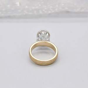 Oval Engagement <b>Ring</b> with Solitaire <b>Diamond</b> Two Tone Yellow Gold Wedding Band Bezel Set <b>Diamond</b> <b>Rings</b> - Product Image 4