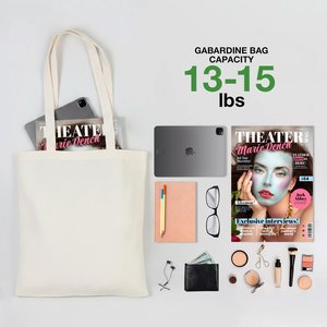 กระเป๋าผ้าฝ้ายดิบขนาด 14x16 นิ้ว ทนทานและเป็นมิตรกับสิ่งแวดล้อม ผ้ากาบาร์ดีนสีพื้นพร้อมลวดลายสีทึบ - Product Image 6