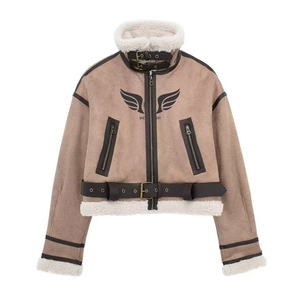 Zatrhmbmbm แจ็คเก็ตผู้หญิง, 2026แฟชั่นใหม่เข็มขัดลำลองเสื้อโค้ทบุนวมหลวมแจ๊กเก็ตอบอุ่นหรูหรา ODM ขนแกะ - Product Image 1