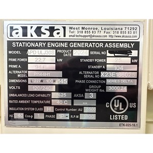 Alternador Monofásico AKSA de 25 KW, Tipo Silencioso, Sistema de Arranque Automático, Bajo Nivel de Ruido - Product Image 4