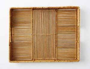 Plateau de service en jute de rotin décoratif fait à la main avec finition en incrustation d'os Ensemble de 3 plateaux de serveur de nourriture de forme arrondie - Product Image 2