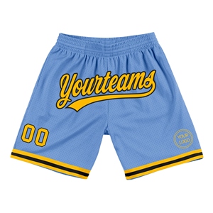 Industrie Direct Engro Sportswear Basketball Shorts Custom Light Blue Gold-Black Authentic Throwback Basketball Shorts - Product Image 1