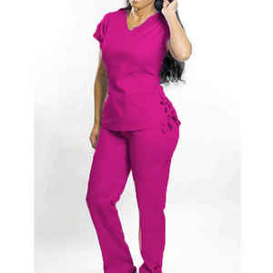 Logotipo personalizado más nuevo elástico Jogger V cuello Scrubs uniformes de moda médico grises nuevo 2023 negro Xs Hospital Scrub mujeres azul marino Scrubs - Product Image 3