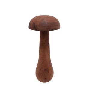 Sculpture en bois d'acacia champignon décoratif couleur noyer grande taille pour jardin maison et décoration de table personnalisée - Product Image 2