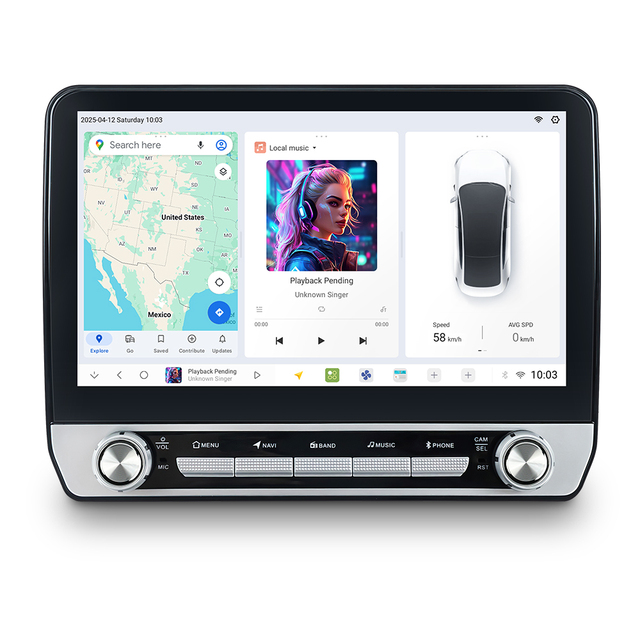 DUDUAUTO 10.1'' 2 Din CarPlay Android Car Radio Player Equipped with Buttons and Dual Knobs Universal Head Unit