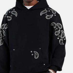 Sudadera con capucha de piedra del Rin más tendencia para hombres y mujeres Diseño de piedra del Rin personalizado Bordado Todos los colores OEM personalizado - Product Image 6