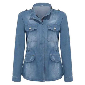 Women's High Quality Long Style Denim Jackets Casual Fall Outwear Custom Jean Denim Jacket Christmas Sale Wholesale for New Year - Product Image 2