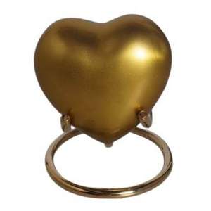 Urna de recuerdo en forma de corazón de Metal chapado en oro Estilo americano Nueva urna de cremación para cenizas humanas Suministros funerarios - Product Image 1