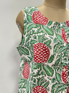 Tops courts décontractés à manches courtes pour femmes, style japonais, imprimé floral traditionnel indien, en coton écologique, col en V, boutonné - Product Image 5