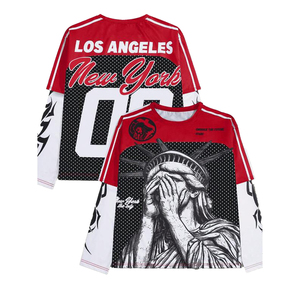 เสื้อยืดคอกลมแขนยาวสำหรับผู้ชายเสื้อโพลีเอสเตอร์แบบ100% เสื้อโอเวอร์ไซส์ - Product Image 1