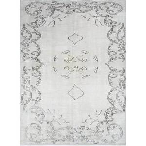 Tapis vintage en laine ivoire noués à la main Pae-475, motifs médaillon rectangulaires en puzzle pour la maison, le salon ou le couloir, pour adolescents - Product Image 1