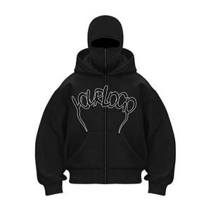 Sudadera con Capucha Estilo Ninja, Ligera, Extragrande, con Cierre, Diseño de Logotipo Personalizado, Transpirable, de Algodón y Felpa, para Invierno - Product Image 6