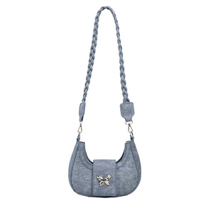 Bolso de hombro individual de tamaño pequeño de diseño clásico de moda con mariposa PU cuero cremallera Hobo bolso personalizado Hobag de mujer - Product Image 4