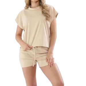 Conjuntos de camiseta y pantalones cortos a juego de dos piezas para mujer, perfectos para trajes de verano, ropa deportiva informal, conjuntos de ropa de algodón para mujer 2026 - Product Image 2