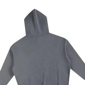 Sweat à capuche gris en molleton de coton premium, uni, sans motif, surdimensionné, unisexe, décontracté, streetwear, vente en gros - Product Image 4