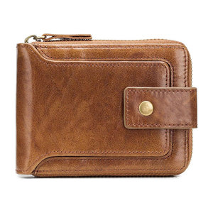 Genuine Leather Men's RFID Blocking Bifold Wallet Zip Card Holder Purse Club Hub Industries Customizable Color <b>Logo</b> Durable - Product Image 4